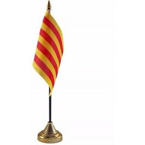 Polyester Spaanse Catalonie vlag voor op bureau 10 x 15 cm - Vlaggen