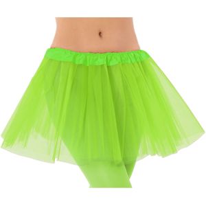 Dames verkleed rokje/tutu  - tule stof met elastiek - fluor groen - one size - Carnavalskostuums