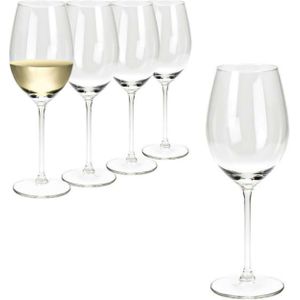 Wijnglazen set - 12x stuks - glas - transparant - 410 ml - Rode wijn/witte wijn - Wijnglazen