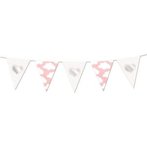 Babyshower roze vlaggenlijn met wolkjes - Vlaggenlijnen