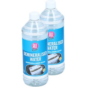 Accuwater/Demiwater - 2x - gedemineraliseerd water - fles 1 liter- water zonder zouten - Auto-accessoires