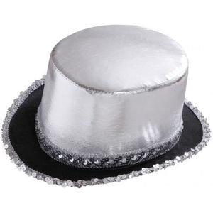 Disco glitter hoed zilver - Verkleedhoofddeksels