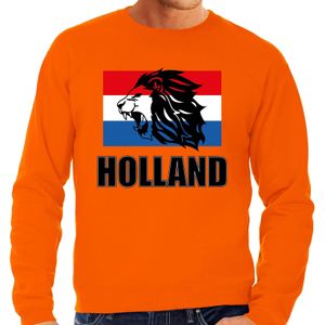 Grote maten oranje sweater / trui Holland / Nederland supporter met leeuw en vlag EK/ WK voor heren - Feesttruien