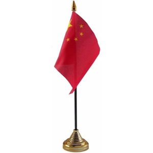 Polyester Chinese vlag voor op bureau 10 x 15 cm - Vlaggen
