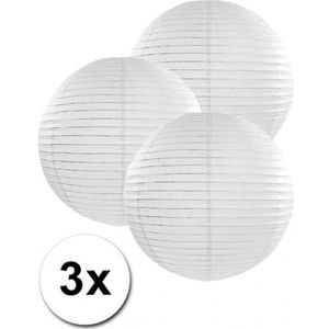 3 bolvormige lampionnen wit 25 cm - Feestlampionnen