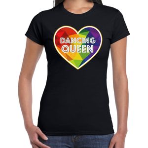 Gay Pride shirt - dancing queen - regenboog - dames - zwart  - Feestshirts