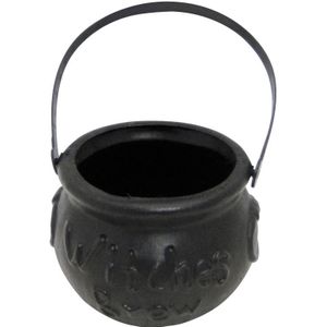Kleine zwarte heksenketel/kookpot 15 cm - Feestdecoratievoorwerp