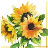 Servetten met zonnebloemen print 33x33 cm - Feestservetten