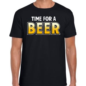 Time for a Beer drank fun t-shirt zwart voor heren - Feestshirts