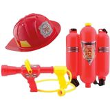 Brandweer speelgoed verkleed set helm met brandblusser - Speelgoedbrandweersets