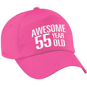 Awesome 55 year old verjaardag pet / cap roze voor dames en heren - Verkleedhoofddeksels