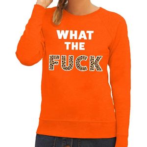 What the Fuck tekst sweater oranje voor dames - Feesttruien