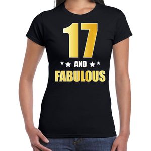 17 and fabulous verjaardag cadeau t-shirt / shirt goud 17 jaar zwart voor dames - Feestshirts