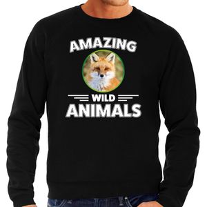 Sweater vossen amazing wild animals / dieren trui zwart voor heren - Sweaters