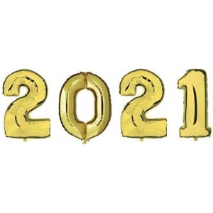 Gouden 2021 jaarwisseling folieballonnen 100 cm - Ballonnen