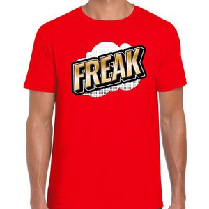 Freak fun tekst t-shirt voor heren rood in 3D effect - Feestshirts