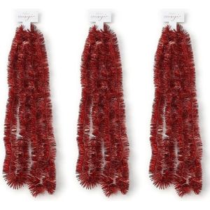 3x Feestversiering folie slingers rood 270 cm kunststof/plastic kerstversiering - Kerstslingers