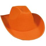 2x stuks oranje vilten cowboyhoed voor volwassenen - Verkleedhoofddeksels