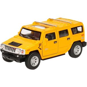 Miniatuur model auto Hummer H2 SUV geel 12,5 cm - Speelgoed auto's