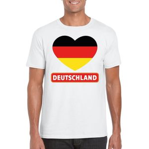 T-shirt wit Duitsland vlag in hart wit heren - Feestshirts