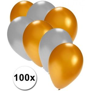 Verjaardag ballonnen goud en zilver 100 - Ballonnen