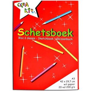 Pakket van 3x stuks A3 schetsboeken/tekenboeken wit papier 20 vellen - Schetsboeken