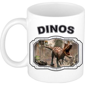 Dieren carnotaurus dinosaurus beker - dinosaurs/ dinosaurussen mok wit 300 ml  - feest mokken