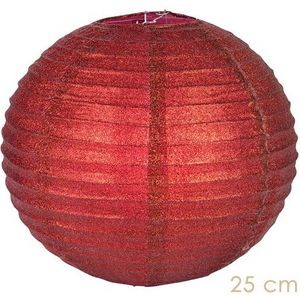 Rode glitter lampionnen 25 cm - Feestlampionnen