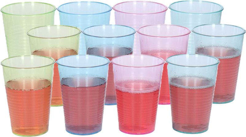 24x stuks Drinkglazen/limonadeglazen gekleurd 360 ml - Sapglazen/waterglazen onbreekbaar kunststof voor kinderen