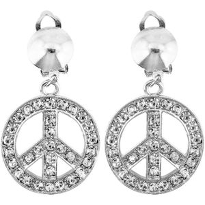 Hippie Flower Power Sixties sieraden set oorbellen peace tekens - Verkleedsieraden