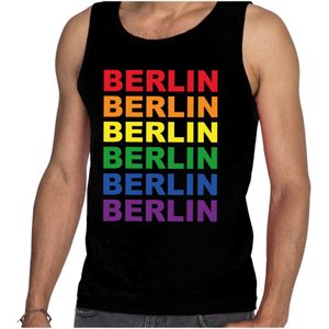 Regenboog Berlin gay pride zwarte tanktop voor heren - Feestshirts