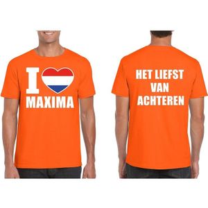 Oranje I love Maxima van achteren shirt heren - Feestshirts