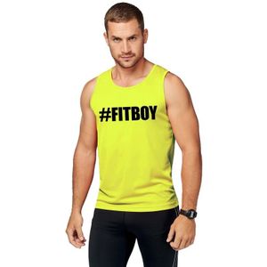 Neon geel sport shirt/ singlet #Fitboy heren - Sportshirts