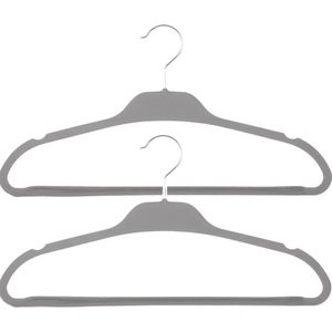 Set van 15x stuks kunststof/rubber kledinghangers grijs 45 x 24 cm - Kledingkast hangers/kleerhangers