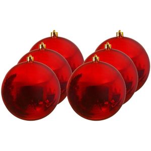 6x Grote kerst rode kerstballen van 20 cm glans van kunststof - Kerstbal
