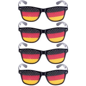 4x stuks zwarte Duitsland vlag bril voor volwassenen - Verkleedbrillen