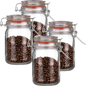 Weckpot/inmaakpot - 4x - 250 ml - glas - met beugelsluiting - D7 x H12 cm - Weckpotten