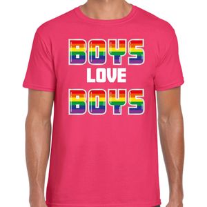 Gay Pride shirt - boys love boys - regenboog - heren - roze - Feestshirts