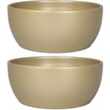 2x stuks bloempot/plantenpot schaal van keramiek in het parelgoud D18.5 en H8.5 cm - Plantenpotten