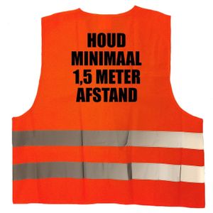 10x stuks oranje veiligheidshesje1,5 meter afstand werkkleding voor volwassenen - Veiligheidshesje