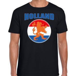 Zwart t-shirt Holland / Nederland supporter Holland met zwart leeuw EK/ WK voor heren - Feestshirts