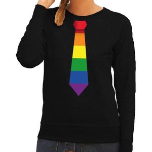 Gay pride regenboog stropdas sweater zwart voor dames  - Feesttruien