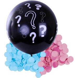 Gender reveal ballon inclusief roze en blauwe confetti 90 cm - Ballonnen