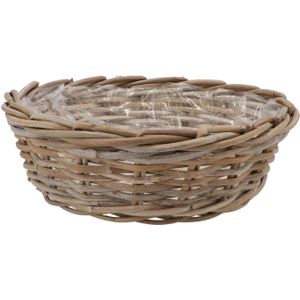 Plantenmand/aardappelmand tafelmodel - Ivy - met binnenzak - rotan - B35 x H13 cm - binnen/buiten - Plantenbakken