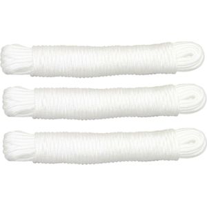 AMIG Touw - 3x - 10 meter - D3mm - polypropyleen - 50 kg - wit - waslijn - tuin - Touw