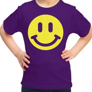 Verkleed T-shirt voor meisjes - smiley - paars - carnaval - feestkleding voor kinderen - T-shirts