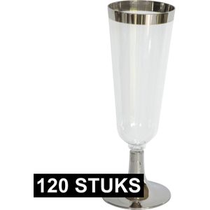 120x Plastic doorzichtige champagneglazen/flutes - Champagneglazen