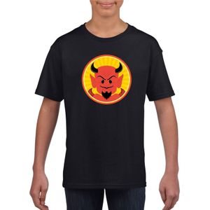 Halloween rode duivel t-shirt zwart kinderen - Carnavalskostuums