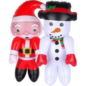 Decoratie figuren opblaasbaar -2x st -kerstman en sneeuwpop -65 cm - opblaas figuur - Opblaasfiguren