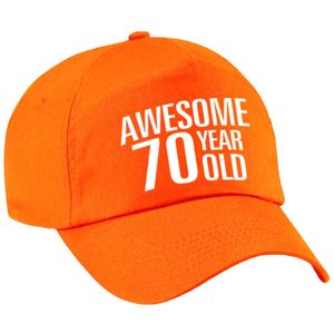 Awesome 70 year old verjaardag pet / cap oranje voor dames en heren - Verkleedhoofddeksels